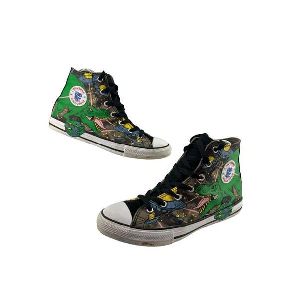 Converse Other - Converse Dinoverse Hi T-Rex High Top Shoes Sneakers Green 665391C Junior Size 5.